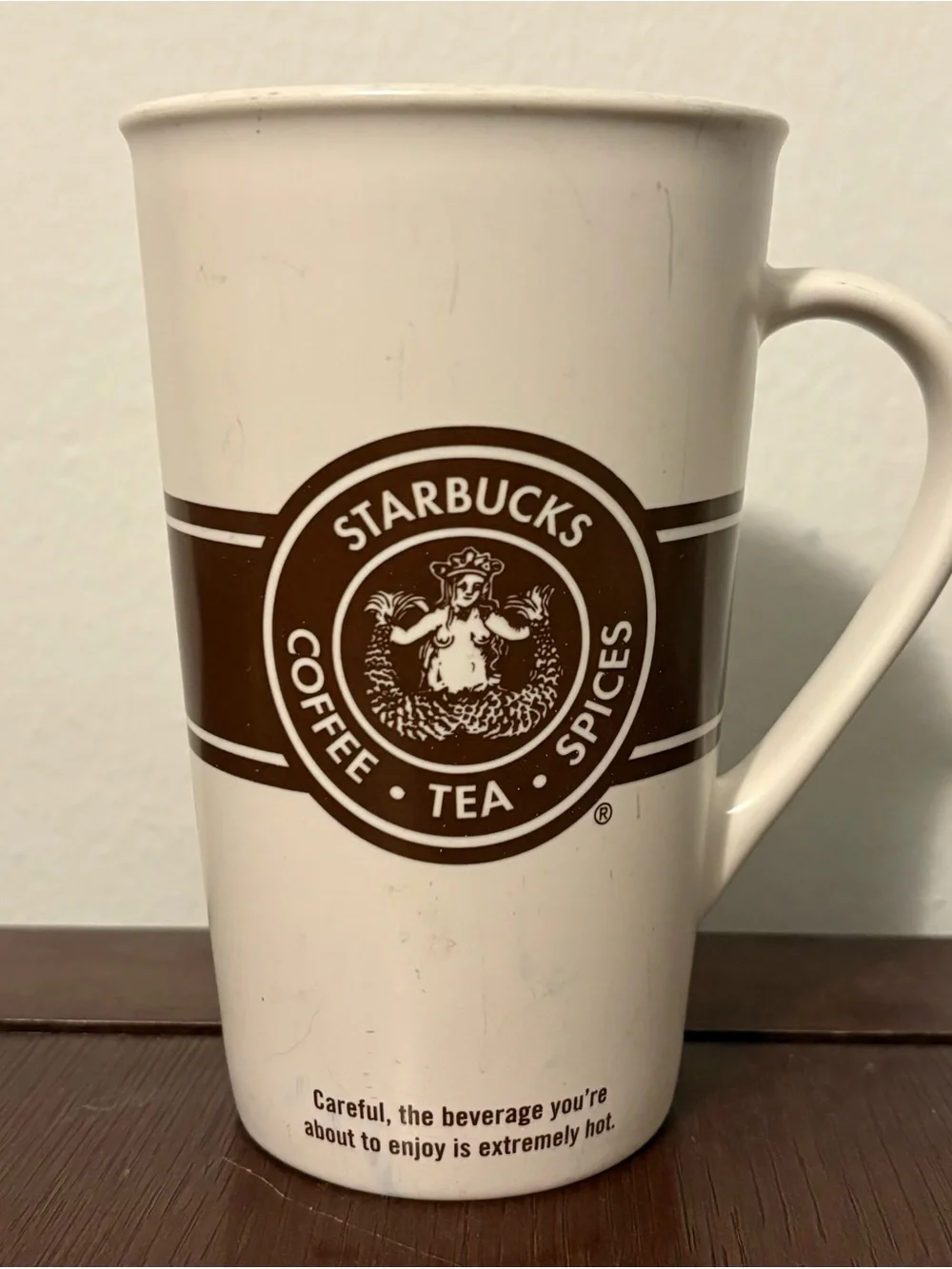 Starbucks Coffee 2008 Mug 16oz Original Siren Throwback Logo Brown & Tan